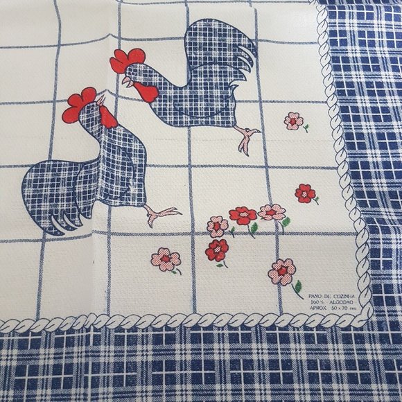 Portugal Colorful Tea Towel Kitchen Rooster 100% Cotton Birds Flowers Souvenir - Picture 4 of 9